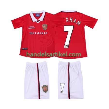 Manchester United BECKHAM 7 1999 2000 Retro Kinder Heim Trikotsatz Kurzarm